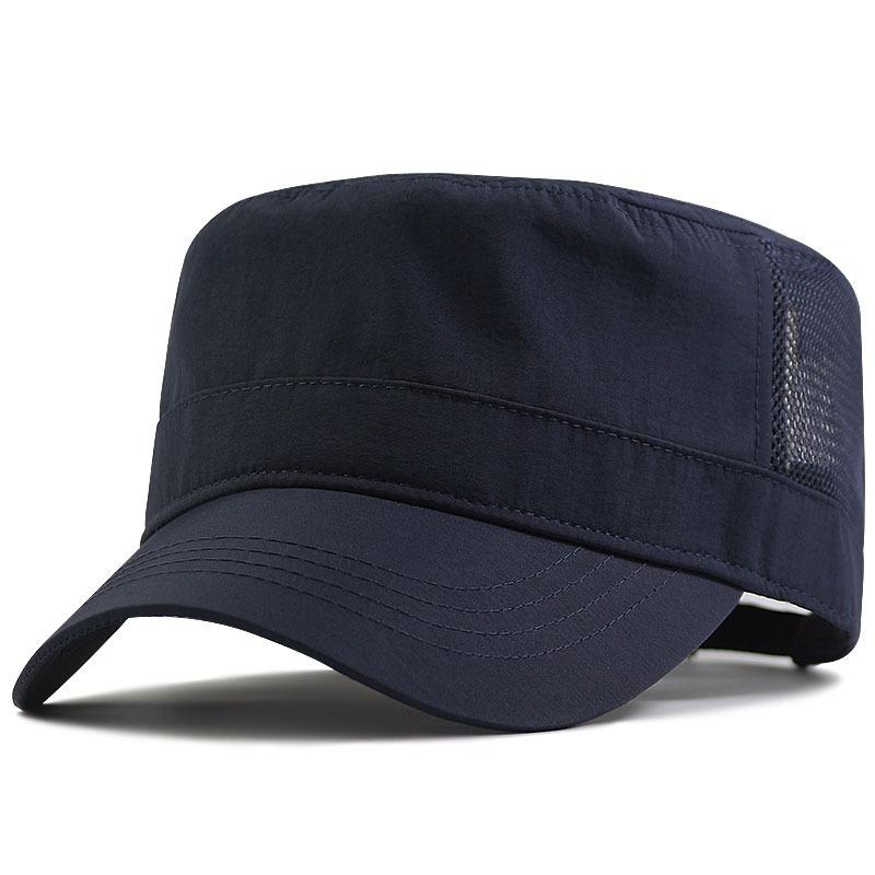 Hat Men's Summer Grid Large Flat Top Hat Men's Hat Big Head Large Quick Drying Shade Cap