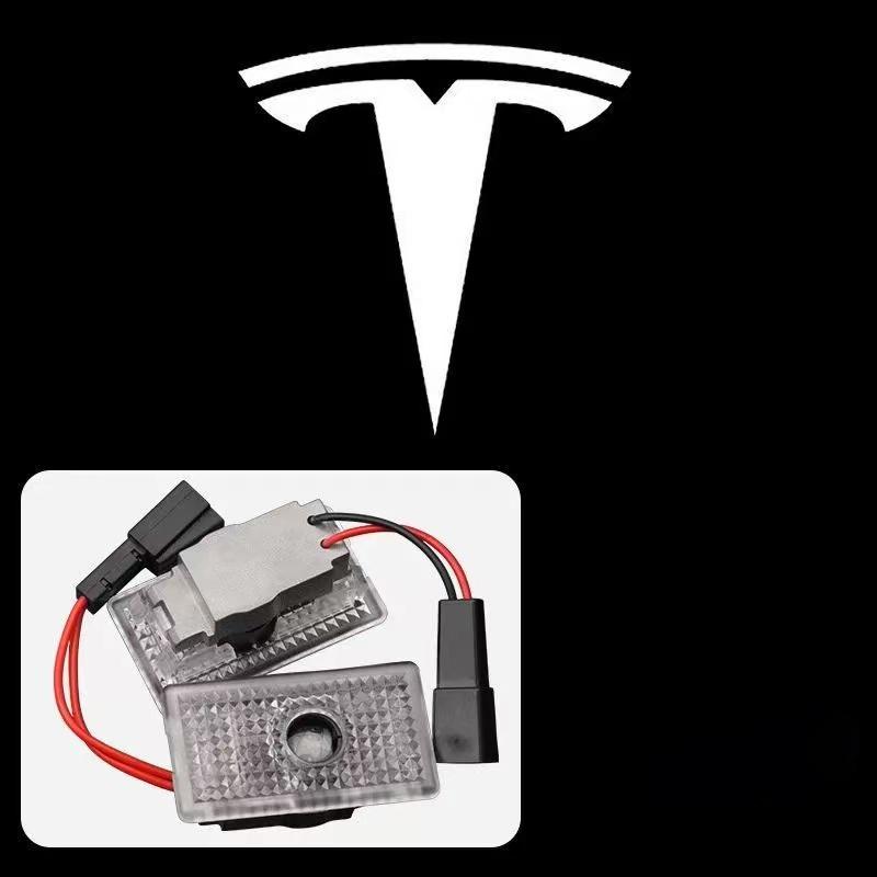

2PCS LED Car Welcome Door Lights Badge Accessories For Tesla SpaceX Model 3 Highland 2023 Model Y-Eur