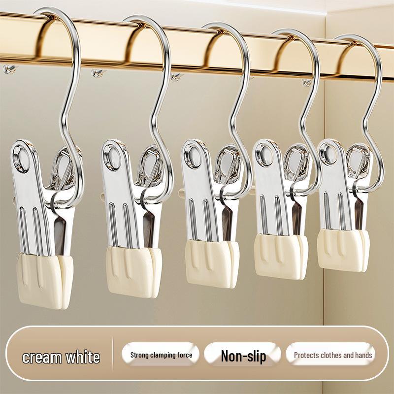 Enhanced Dual-Head Stainless Steel Clip for Pants, Hats, and Socks - Non-Marking, Non-Slip Household Hook Clips.