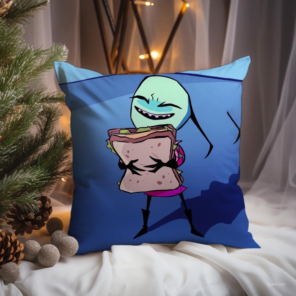 Cute I-Invader Z-Zim Cushion Cover Premium Comfort Reversible Pillow Cove -Two In One Design For Any Room & Car Interior