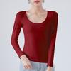 Cotton Crew Neck Slim Fit Long Sleeve Tshirt With Solid Color For Casual Wear