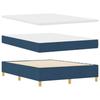 Box Spring Bed with Headboard Blue 190 x 140 cm Fabric
