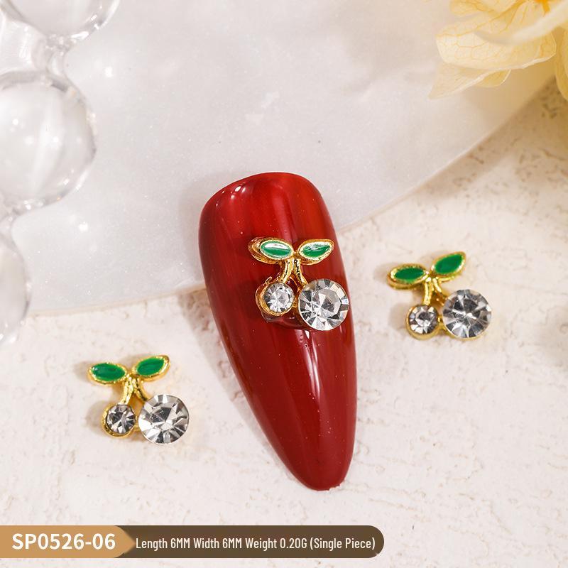 3D Cherry & Fruit Alloy Nail Art Rhinestones - Red, Pink, White Decorations