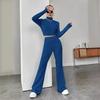 Traje de Punto de Manga Larga para Mujer, Suéter, Pantalones Holgados, Traje de Dos Piezas