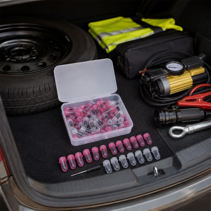 Vehicle Tire Maintenance Kit with 70 Repair Studs, Large and Small Puncture Screw Groups, Storage Organization, Screwdriver and Hand Implements