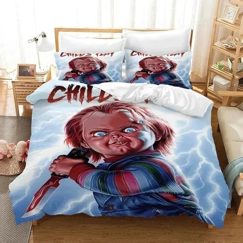 Film Horror Child Of Play Chucky Comodo Copripiumino Coperta Federa Set Biancheria da Letto Decorazione Camera da Letto Bambini Tessile per la Casa