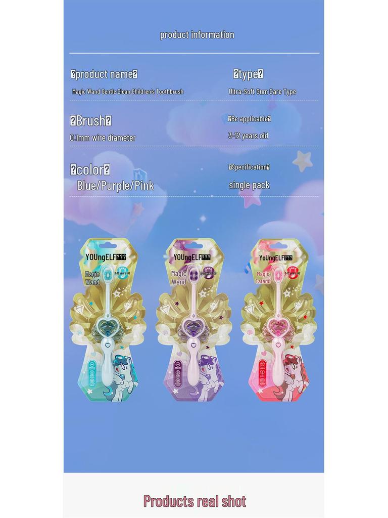 Magic Wand Toothbrush for Kids - Soft Bristles, Fairy Design, Three Colors, Individually Packaged