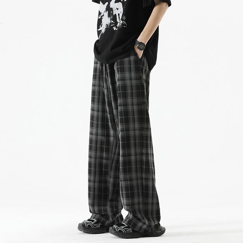

Unisex Autumn Plaid Loose Straight-Leg Trousers - Plus Size, Versatile Casual Fit XXL