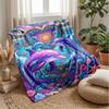 Dolphins In Heart Ocean Theme Blanket Lightweight Warm Flannel Blanket Decorative Throw Blanket for Home Decoration