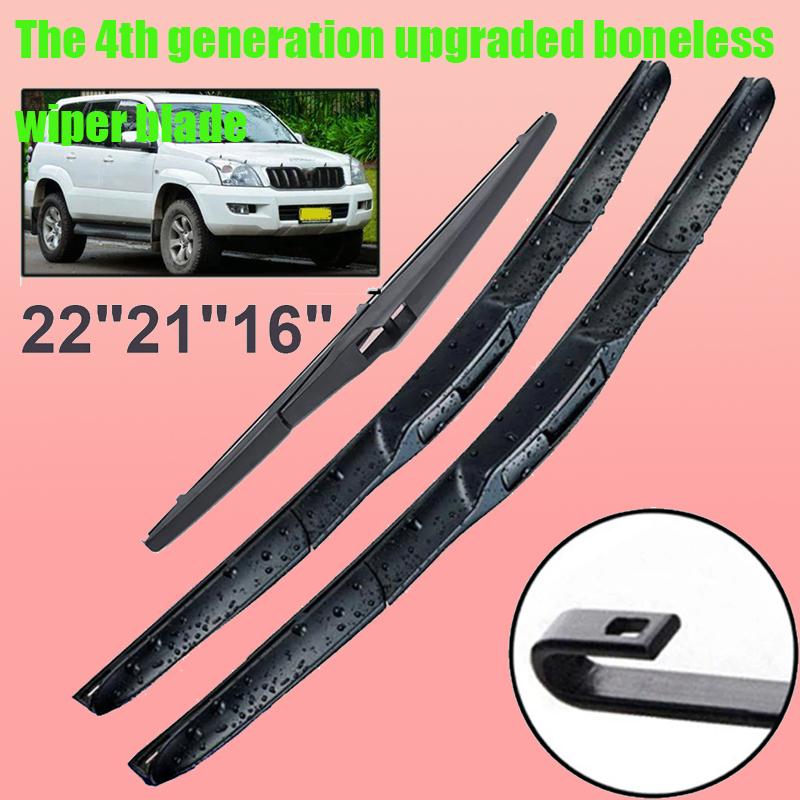 

Wiper Front & Rear Wiper Blades Set For Toyota Prado 120 J120 2002 - 2009 Windshield Windscreen Window Brush 22 +21 +16 чёрный