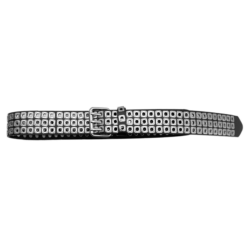 Fashion Metal Buckle Rivet Belt PU Leather Hollow Out Waistband Punk Style Belt Matching for Gifts