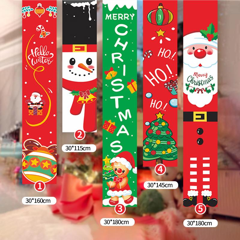 Christmas Hanging Flags Background Merry Christmas Santa Claus Snowman Hanging Banners Christmas New Year Atmosphere Decorations