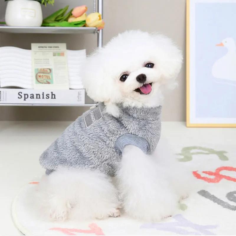 Hundjacka i mjuk korallfleece med D-Ring Hundkläder för små hundar Valpkläder Chihuahua Yorkshire Kläder Djurtillbehör