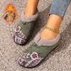 New Women's Cotton-Lined Boots with Thickened Insulation Flat-Soled Embroidered Shoes for Middle-Aged and Elderly Women