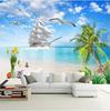 3d Wallpaper Seaside Mural Scenery Coconut Tree Wall Mural Living Room Bedroom Hotel Decoration Wallpaper
