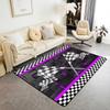 Erosebridal Racing Flag Non Slip Rug 3x5 for Boys Men,Race Car Theme Area Rug,Yellow Glowing Checkered Indoor Floor Mat,Black White Plaid Gr