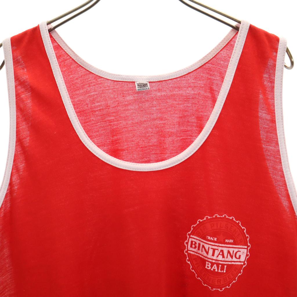 BINTANG 90s Old Back Logo Print Tank Top XXL Red Unisex Men's Used