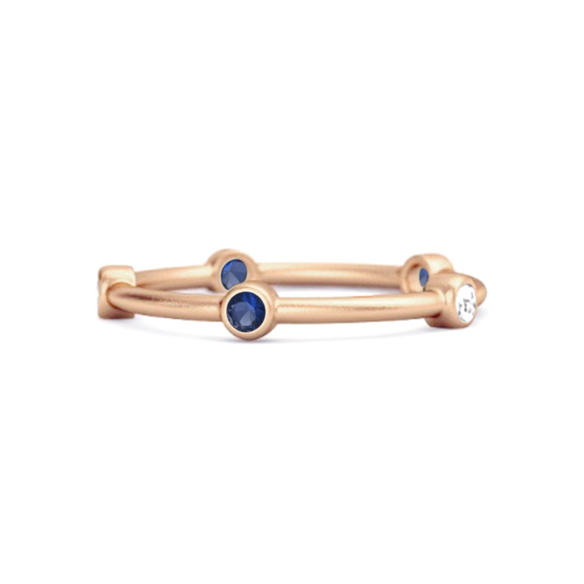 

Blue Sapphire Bezel- 925 Set Stacking Band Ring - 925 Sterling Silver Rose Gold Vermeil 8 Яскраво-рожевий