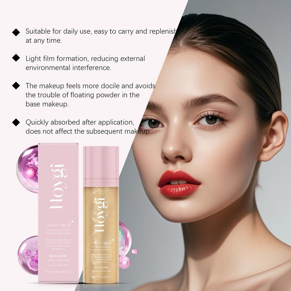 Hoygi Spf 50 Setting Spray Oil Control Long Lasting Matte Natural Non Greasy Waterproof Fast Film Formation Fixer Makeup Spray
