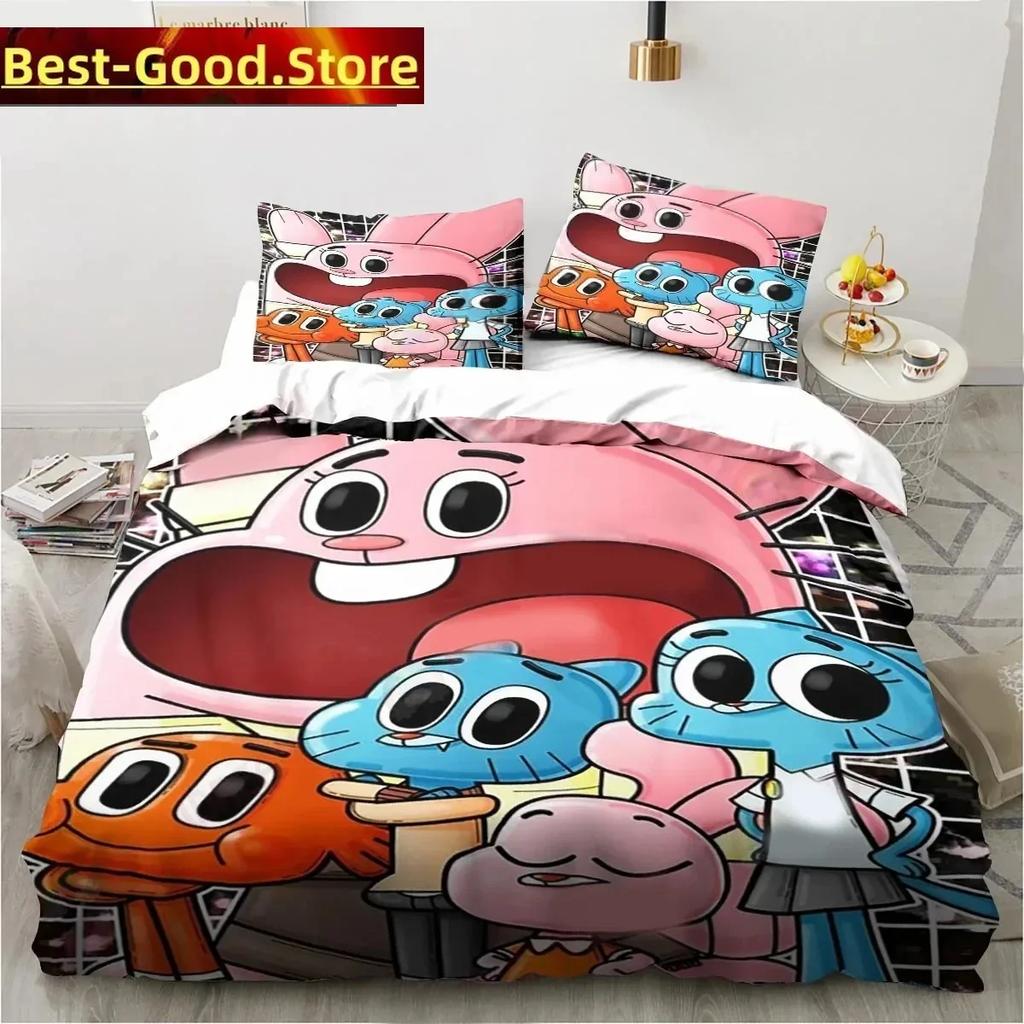 Carton The Amazing World Beding Set Gumbal Young Boys Young Girls Twin Quen King-Sized Dimensionsd Dimensions Soft Duvet Cover Pilowcase Bed boys