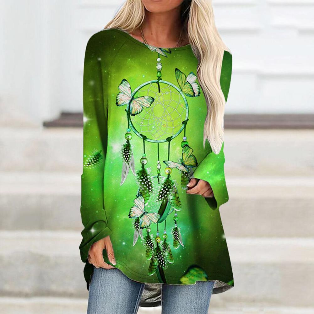 Women'S Top Butterfly Print Sweatshirt Casual Activity Painting Streetwear Crew Neck Long Sleeve Weekend Basic T-Shirt