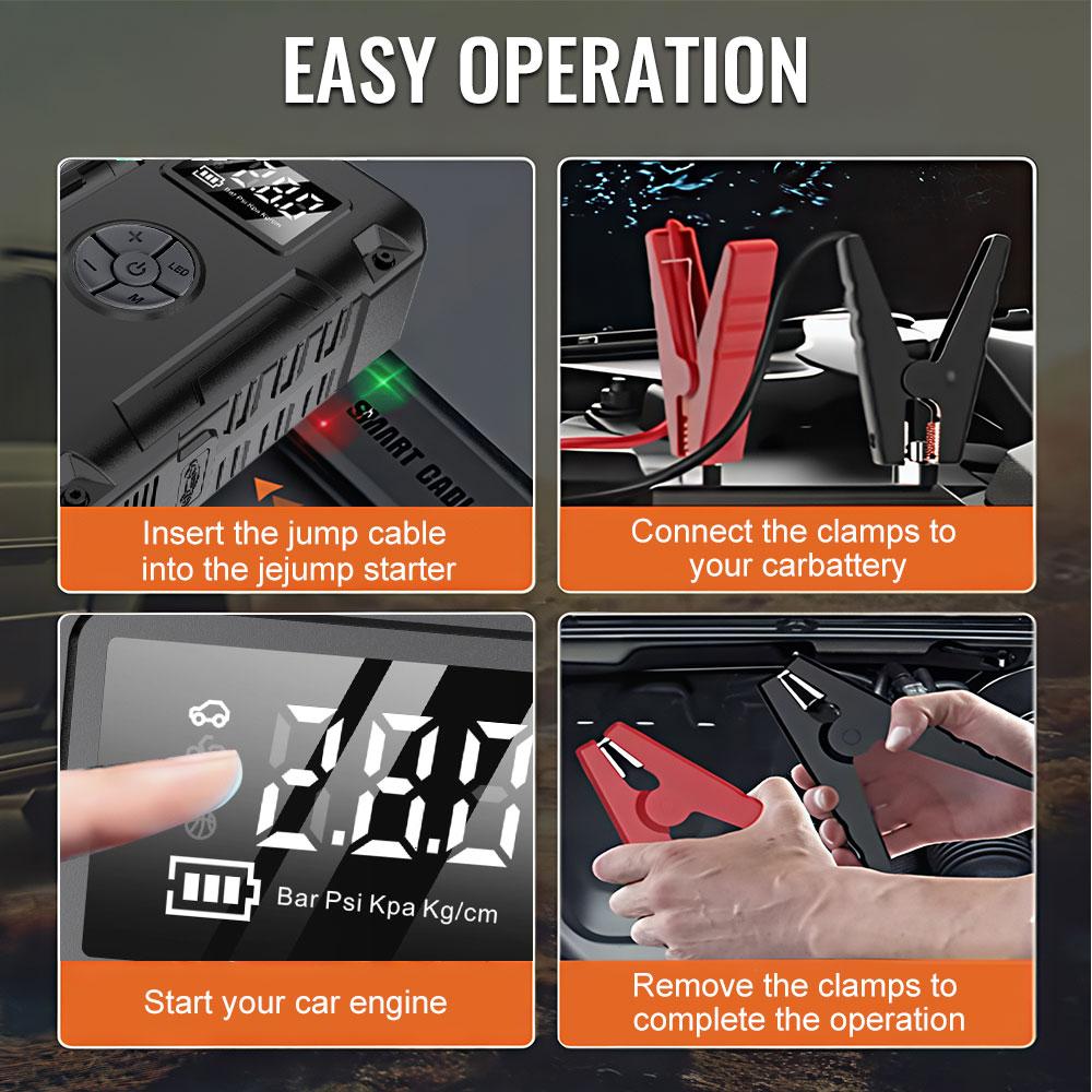 Car Jump Starter Car Battery Starter Air Pump Car Accessories Outdoor Activity Emergency Charger Power Bank Auto Starting Device Emergency Start