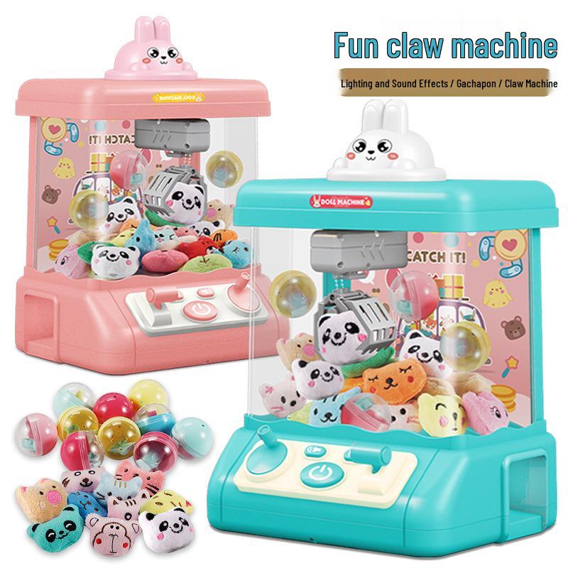 Large Cartoon Rabbit Claw Machine for Kids' Pretend Play - Plush Grab Gashapon Toy.