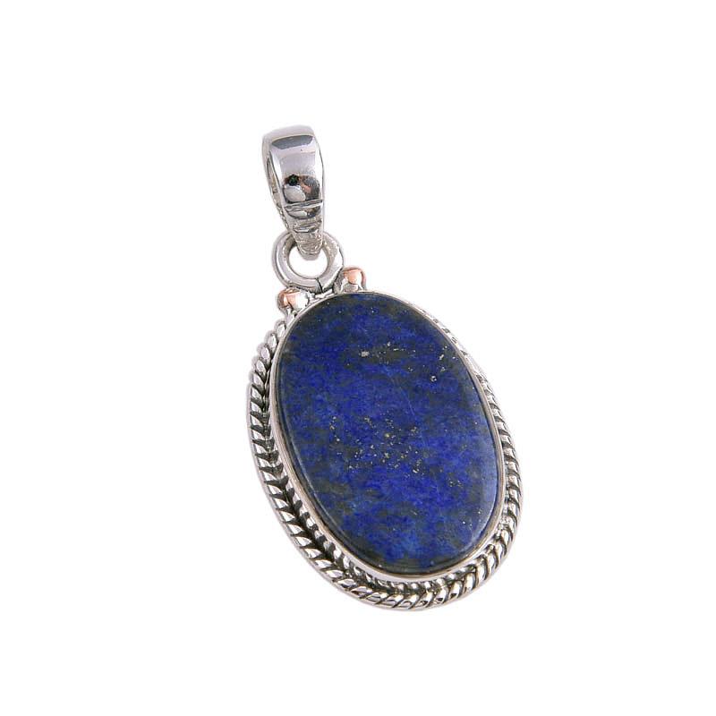 Natürlicher Lapislazuli-Edelstein, handgefertigt, 925er Silber, Geschenkanhänger, 3,8 cm, j1l88