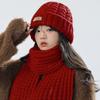 2Pcs Korean Style Neck Guard Hat Set Thicken Warm Scarf Trendy Knitted Hat Scarf  Winter Autumn