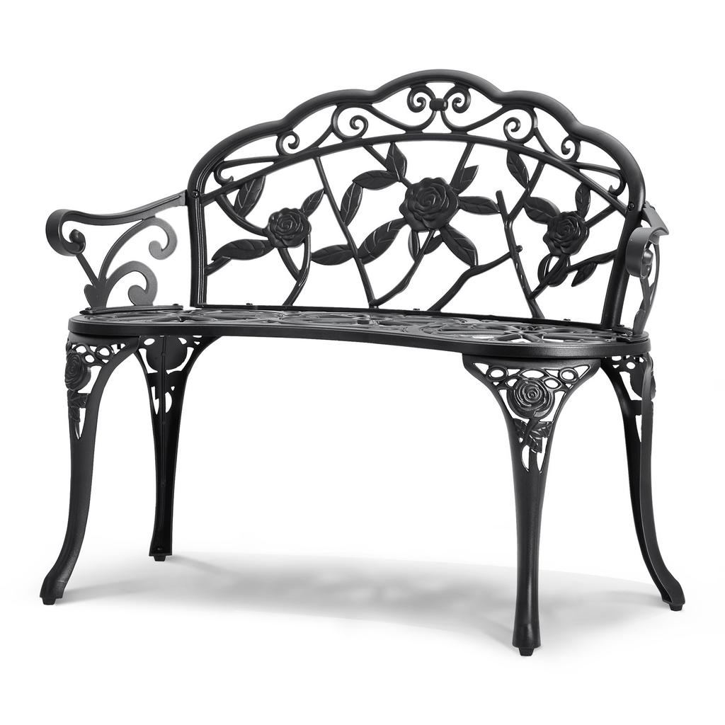 VEVOR Outdoor Bench, 38.8 inches Metal Garden Bench for Outdoors, 480 lbs Load Capacity Bench, Outdoor Garden Park Bench with Backrest and Armrests