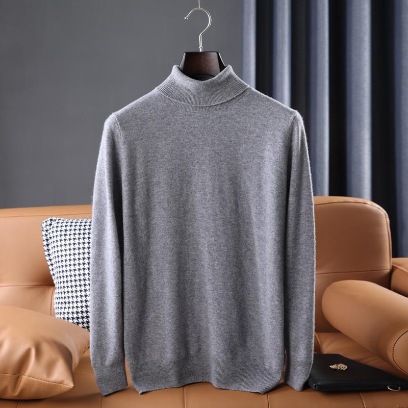 Men Sweater 100% Wool Turtleneck Knit Pullover Winter Soft Warm Wool Jumpers Man Knit Tops Long Sleeve