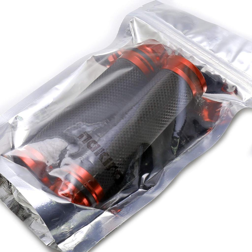 Nakira 314 Grip! Bike Grips Withs Custom Bar End, Aluminum Handle, 0.9 Inch (22.2 Mm) Diameter, For Motorcycles, (Deep Orange)