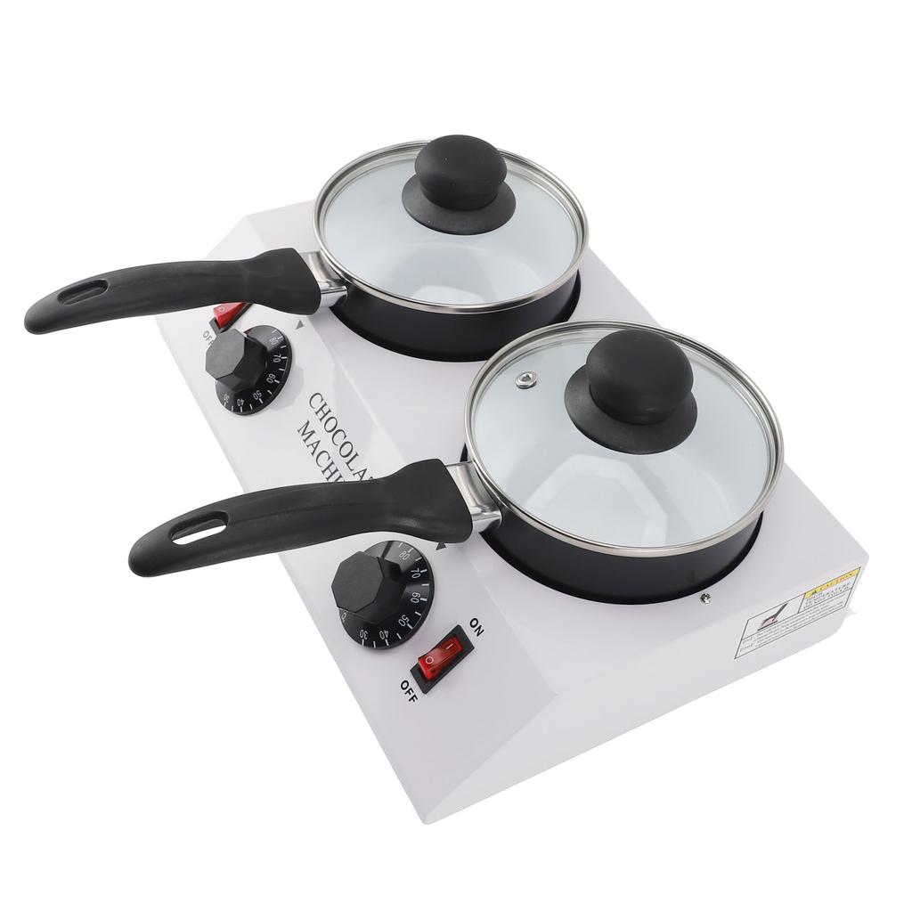Máquina de derreter chocolate com 2 tanques, temperatura constante, alumínio, antiaderente, manual, máquina de chocolate