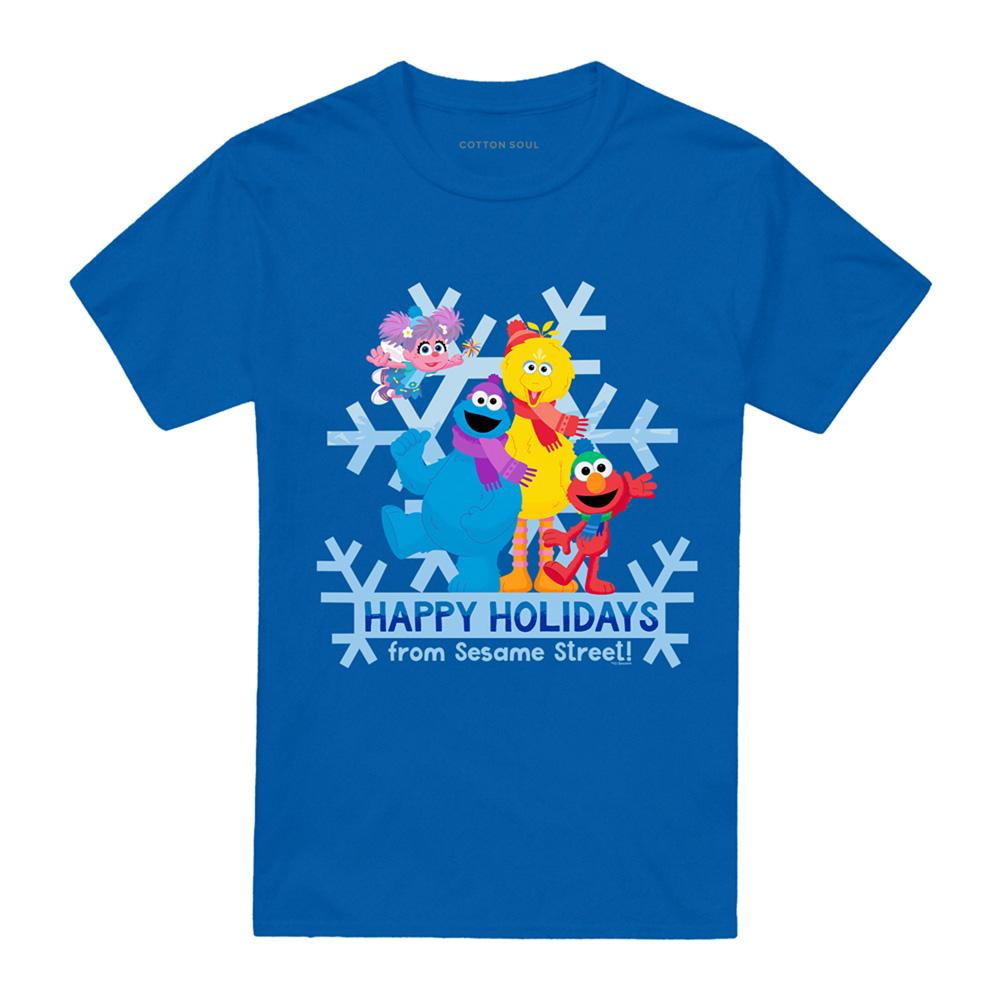 Sesame Street Unisex Adult Happy Holidays Cookie Monster T-Shirt