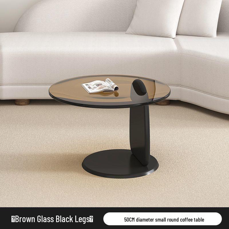 Nordic Minimalist Round Tempered Glass Coffee Table for Living Room - Elegant Light Luxury Italian Style for Small Apartments