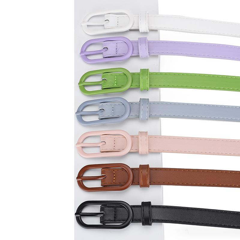 Oval Pin Buckle Macaron Color Scheme Belt Women'S High-End Decorative Belt