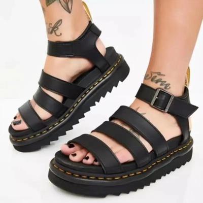 Mode 2025 Nouvelle Sandale Plateforme Peep Toe Boucle Métallique Point Sellier Sandale Romaine Grande Taille Décontractée Sport Sandale pour Femme