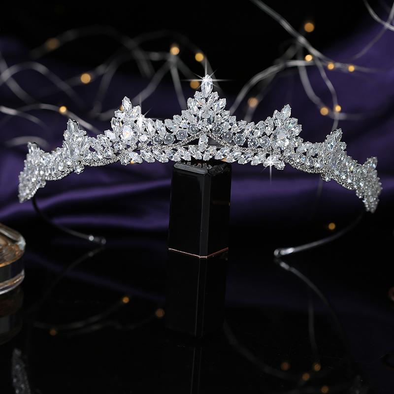 Drop Shipping Cubic Zircon Wedding Tiara Exquisite Bridal Hair Accessories Anniversary Crowns for Women BC5534 Corona Princesa