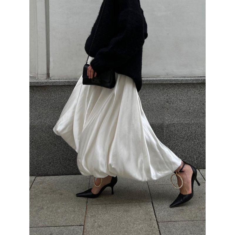 Western Style Spring New Balloon Skirt Fashion Casual Simplicity Solid All-Match High Waist Pettiskirt Skirt
