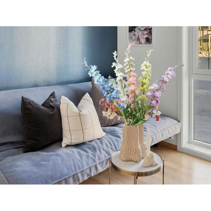 5pcs White Delphinium Artificial Flowers, 33" Silk Larkspur Faux Flower with Long Stem Fake Bouquet for Tall Floor Vase Kitchen Home Indoor Hyacinth