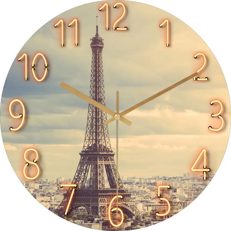 30cm glass living room wall clock quartz clock wall watch modern simple silent clock, fashionable
