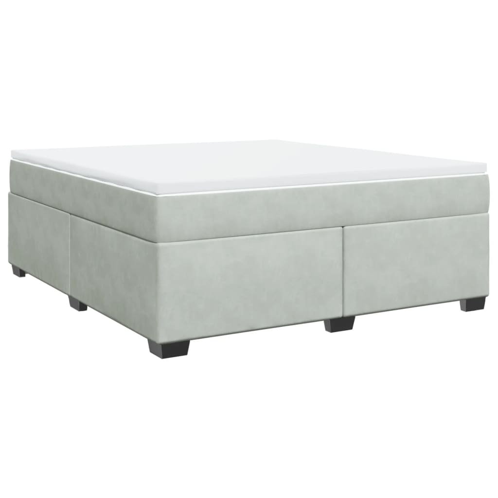 Vidaxl Letto Continentale Con Materasso, Grigio Chiaro, 180X200Cm, Velluto