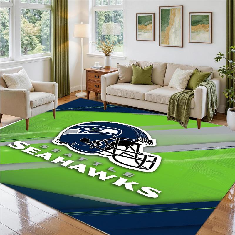 Seattle Seahawks Design Crystal Velvet Rug Soft Decorative Mat for Bedroom Entrance