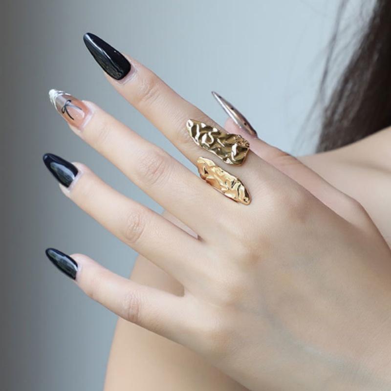 Irregular Gold Color Geometric Chunky Open Rings for Women Men Punk Aesthetic Adjustable Finger Ring Fashion Jewelry Party Gift
