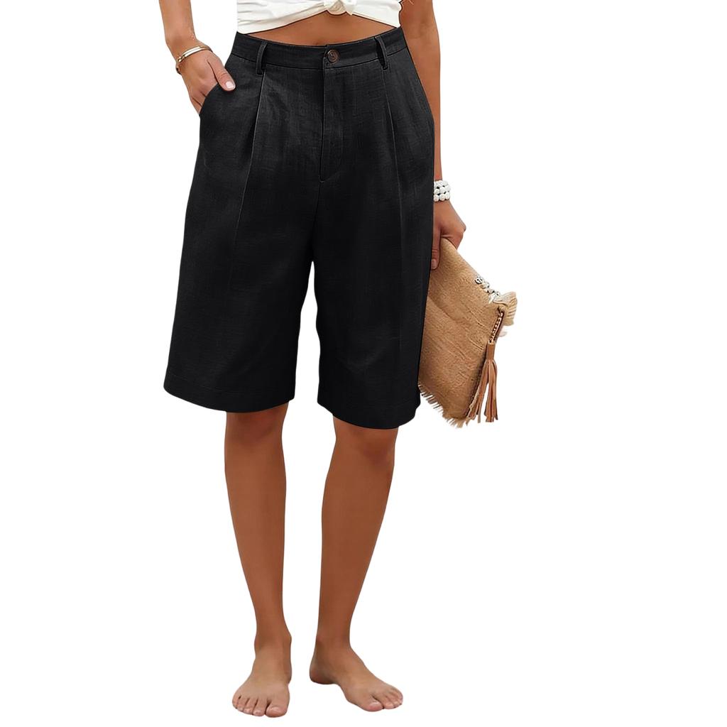 Women's Color Casual Fashionable Breathable Loose Cotton Linen Five Quarter Pants
