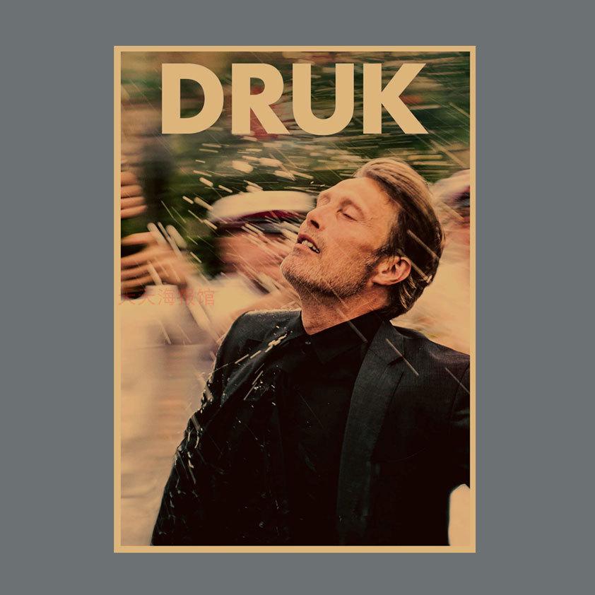 

DRUK Movie Poster featuring Mads Mikkelsen - Alcohol Plan Dormitory Wall Art 29.7X42cm (A3 size)
