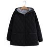 Autumn Winter Plus Size Parkas Women Clothing Loose Fit Padded Jacket Fashion Hooded Argyle Split Thin Cotton Coat