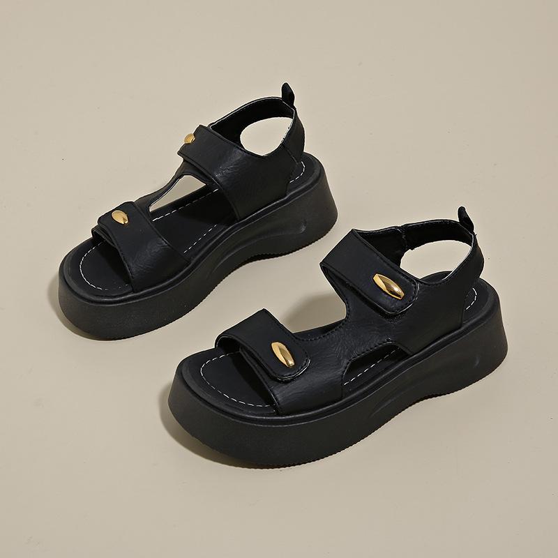 Platform beach sandals women's 2025 summer new versatile open-toed small height increase casual sports sandals