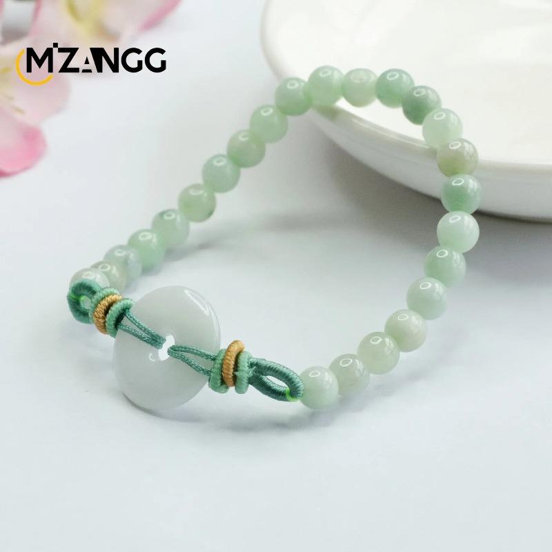 Natural Myanmar Jadeite Bracelet Peace Buckle Jade Beads String Exquisite Fashion Jewelry Lucky Charms for Men and Women Gifts