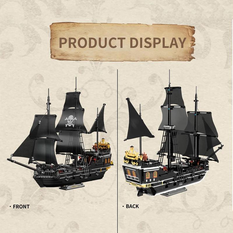 1424PCS Piratenschiff Bausteine Segeln Sturmschiff Modell Bausteinsets Kreative Desktop-Dekoration Pädagogisches DIY-Spielzeug für Kinder ohne Karton